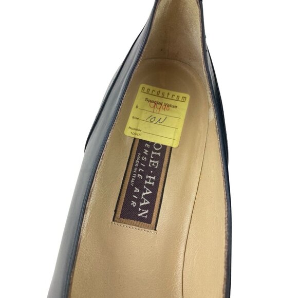 *Vintage Cole Haan Tensile Air Cap Toe Pumps Size 10AA Blue Classic Navy Italy - Picture 5 of 16